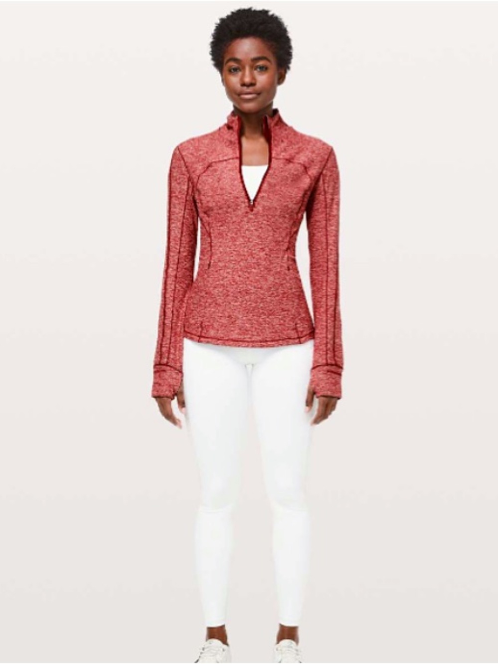 Like New Lululemon Run Briskly 1/2 Zip in Heathered Dark Sport Red, Size 6